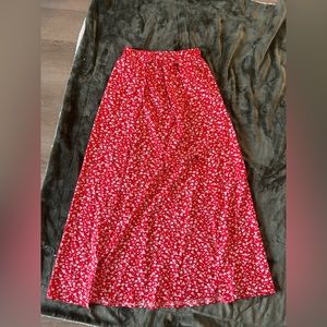 Red maxi skirt with slits